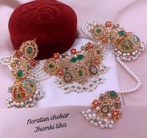 Elegant Noratan Choker Set with Jhumki