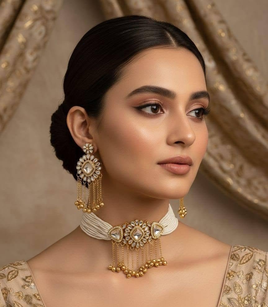 Indian Dabbi Kundan Kashmiri Choker Set