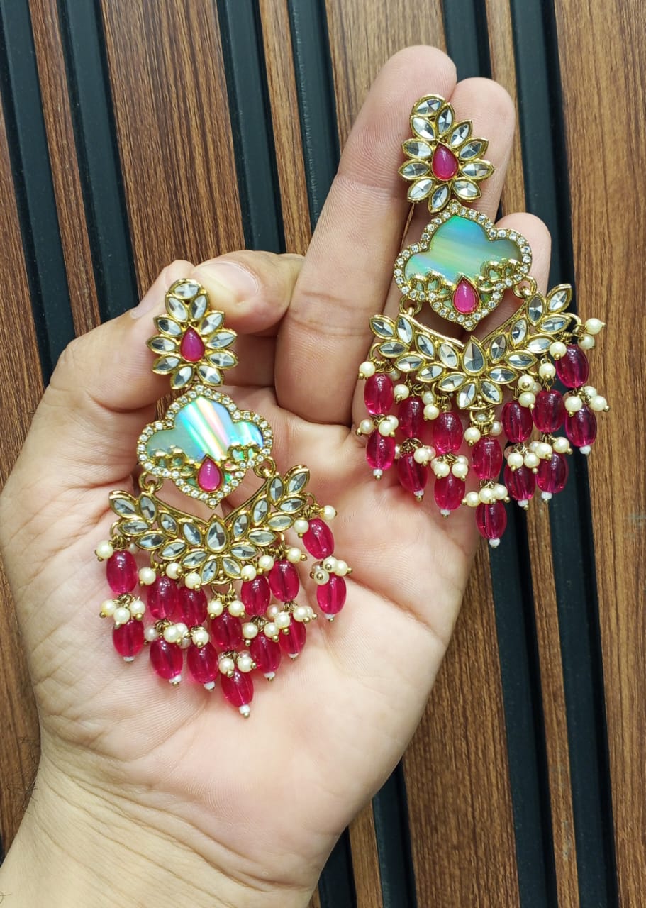 Multicolor Pearl Chandbali - Image 7
