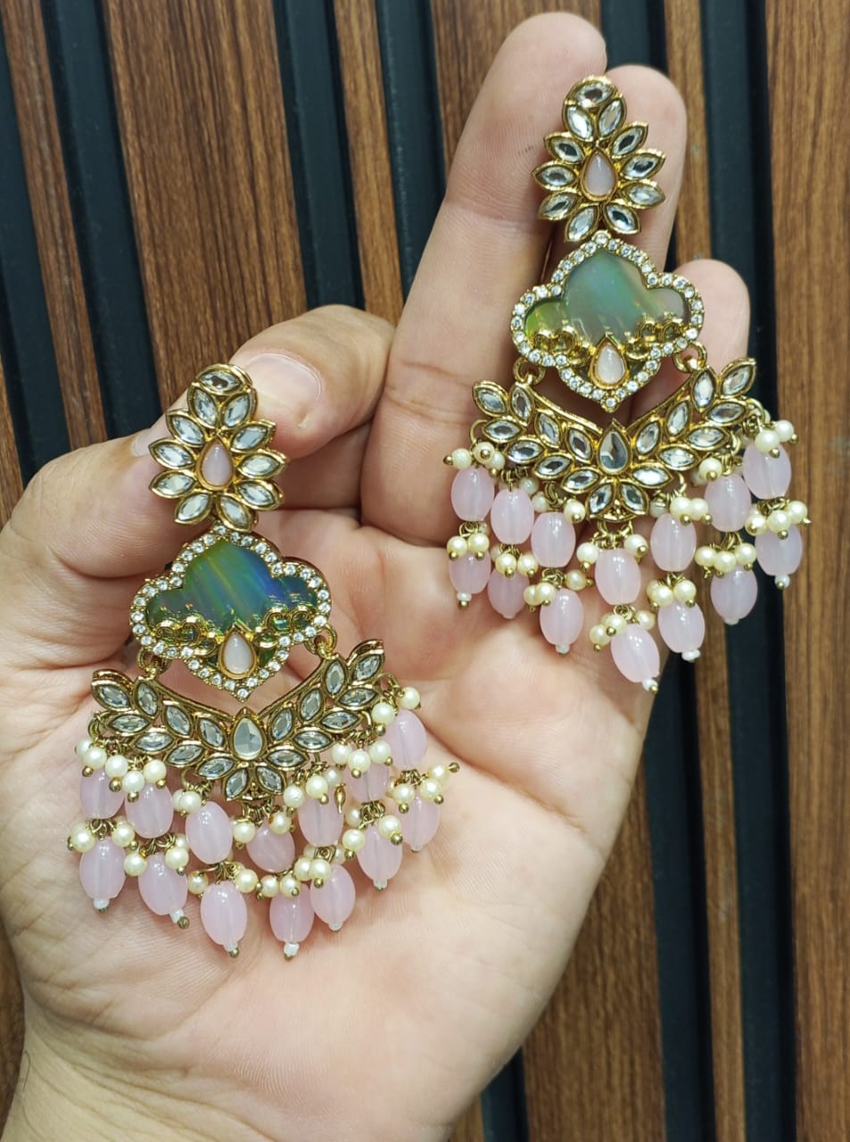 Multicolor Pearl Chandbali - Image 5