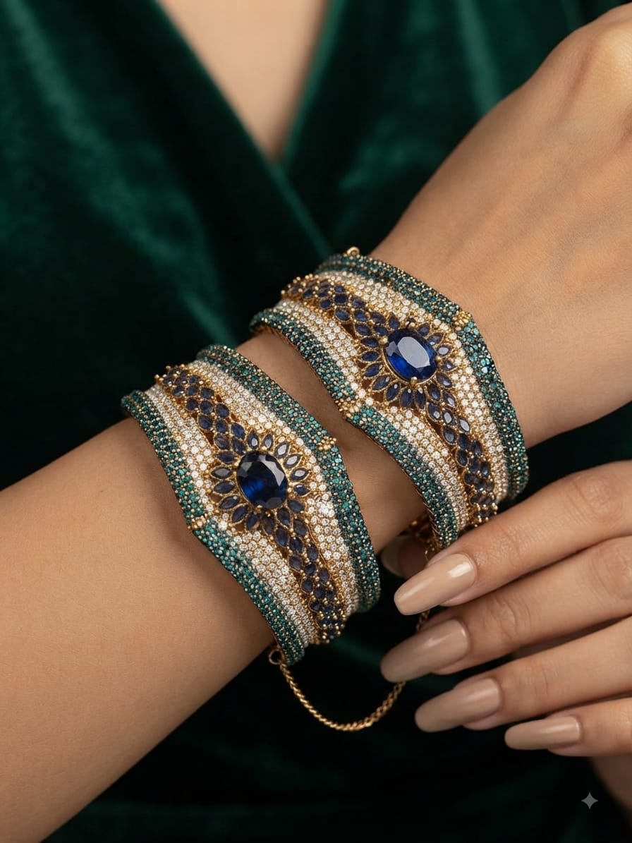 Rose Glow Kundan bangels
