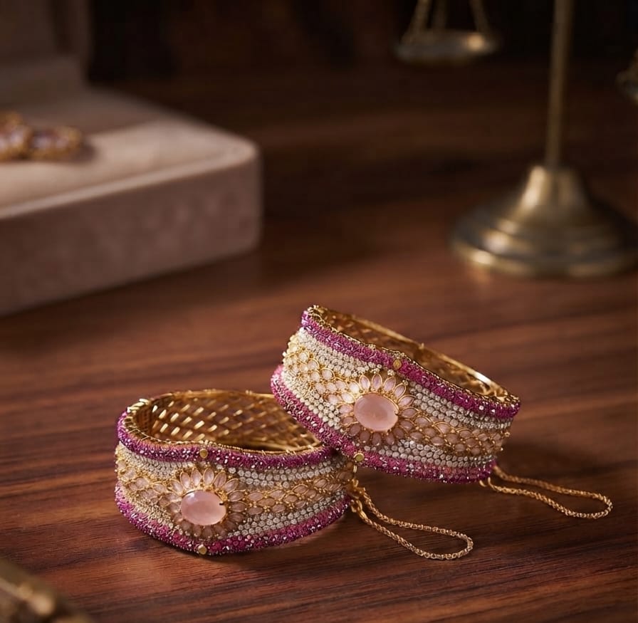 Rose Glow Kundan bangels - Image 8