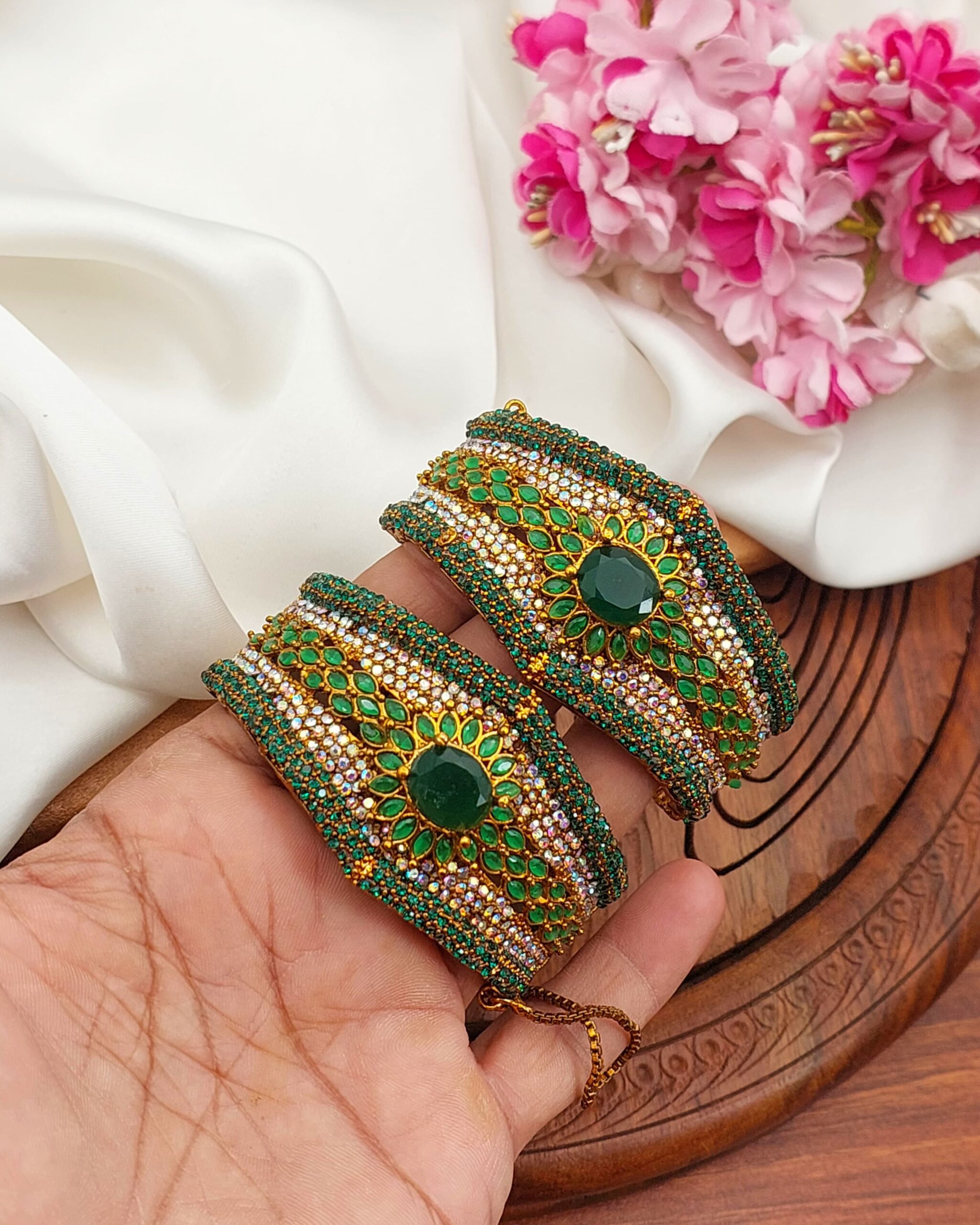 Rose Glow Kundan bangels - Image 6