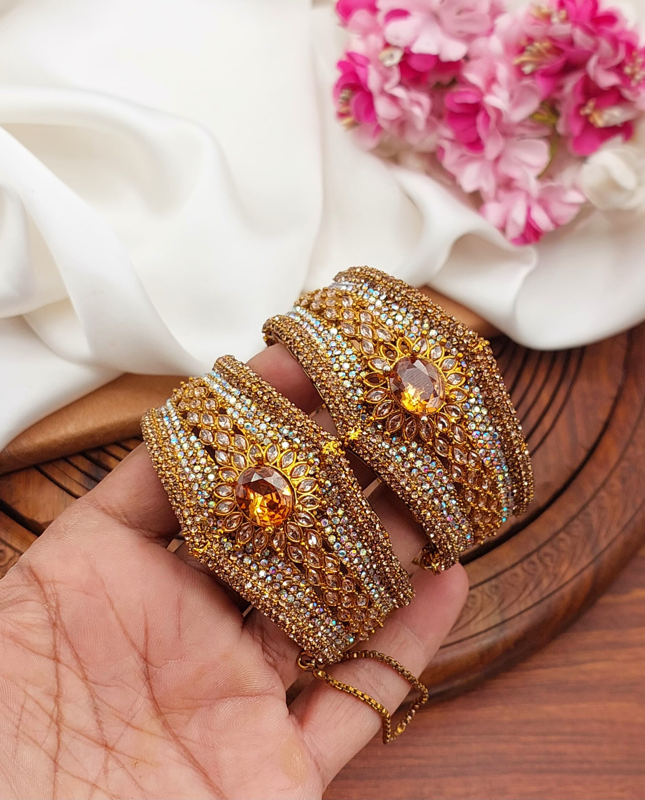 Rose Glow Kundan bangels - Image 7