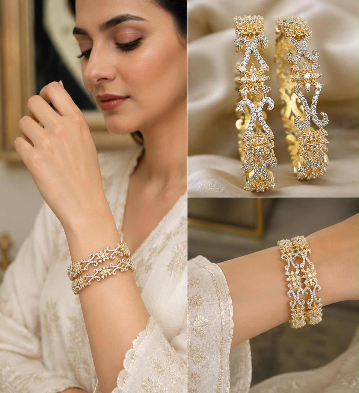 Diamond Bloom Bangles