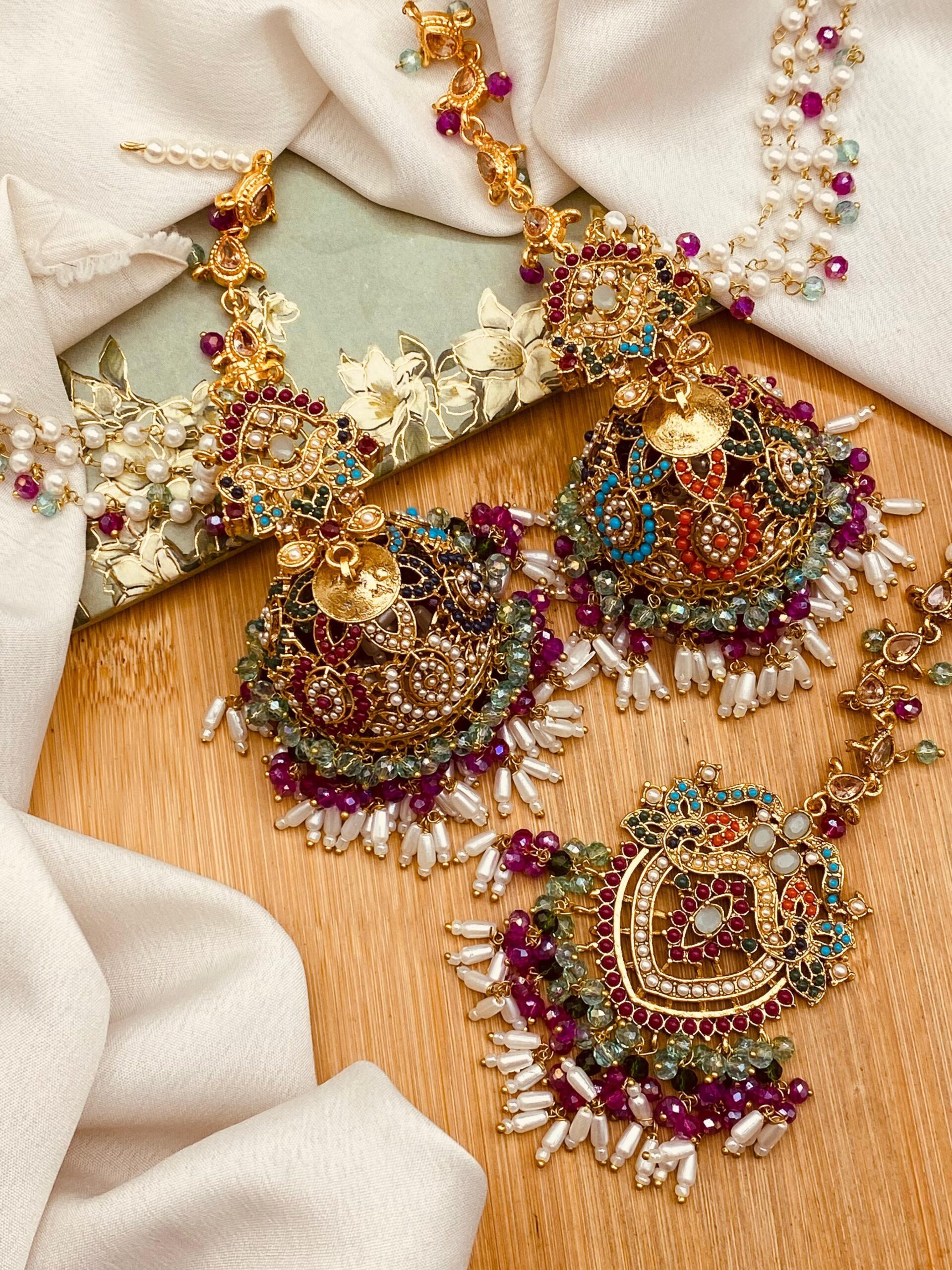 The Royal Nawabi Jhumka & Maang Tikka Set - Image 7