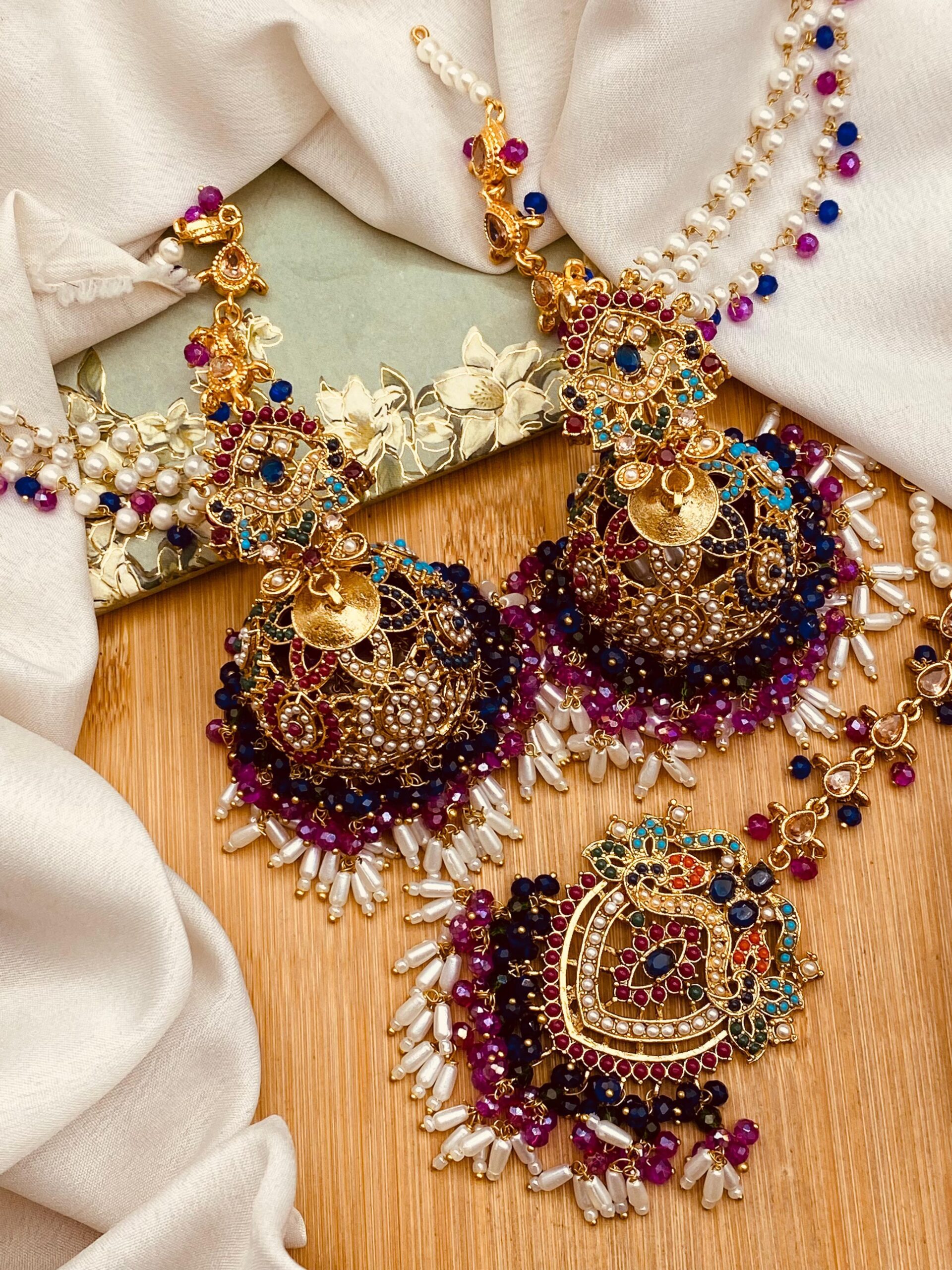 The Royal Nawabi Jhumka & Maang Tikka Set - Image 6