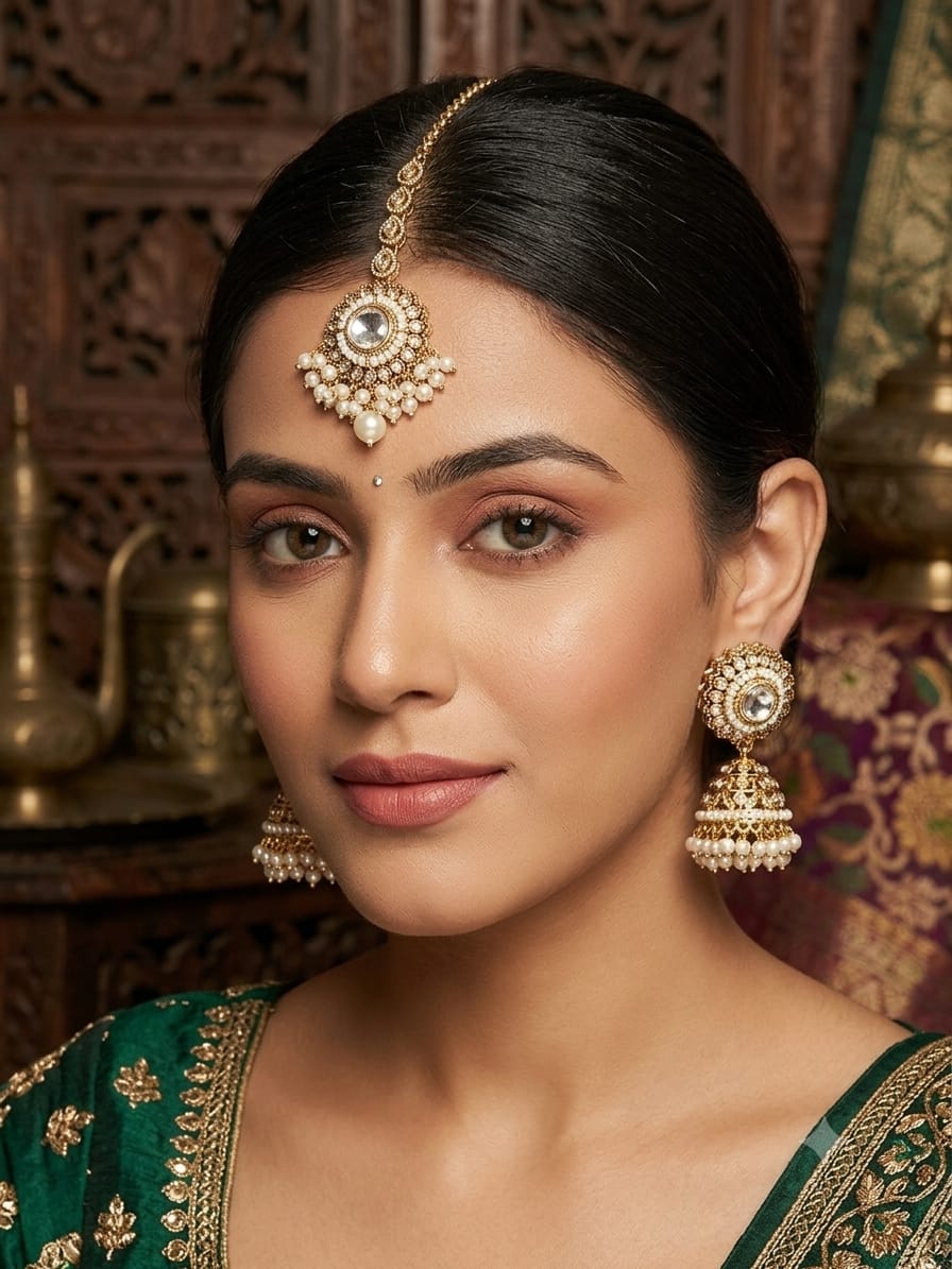 Uncut kundan Earing tika